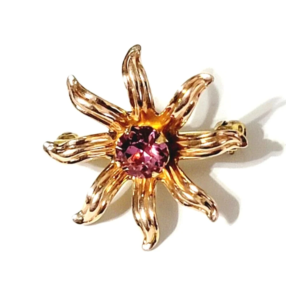 Van Dell 1/20 12KGF Flower Brooch Pin Small 7/8